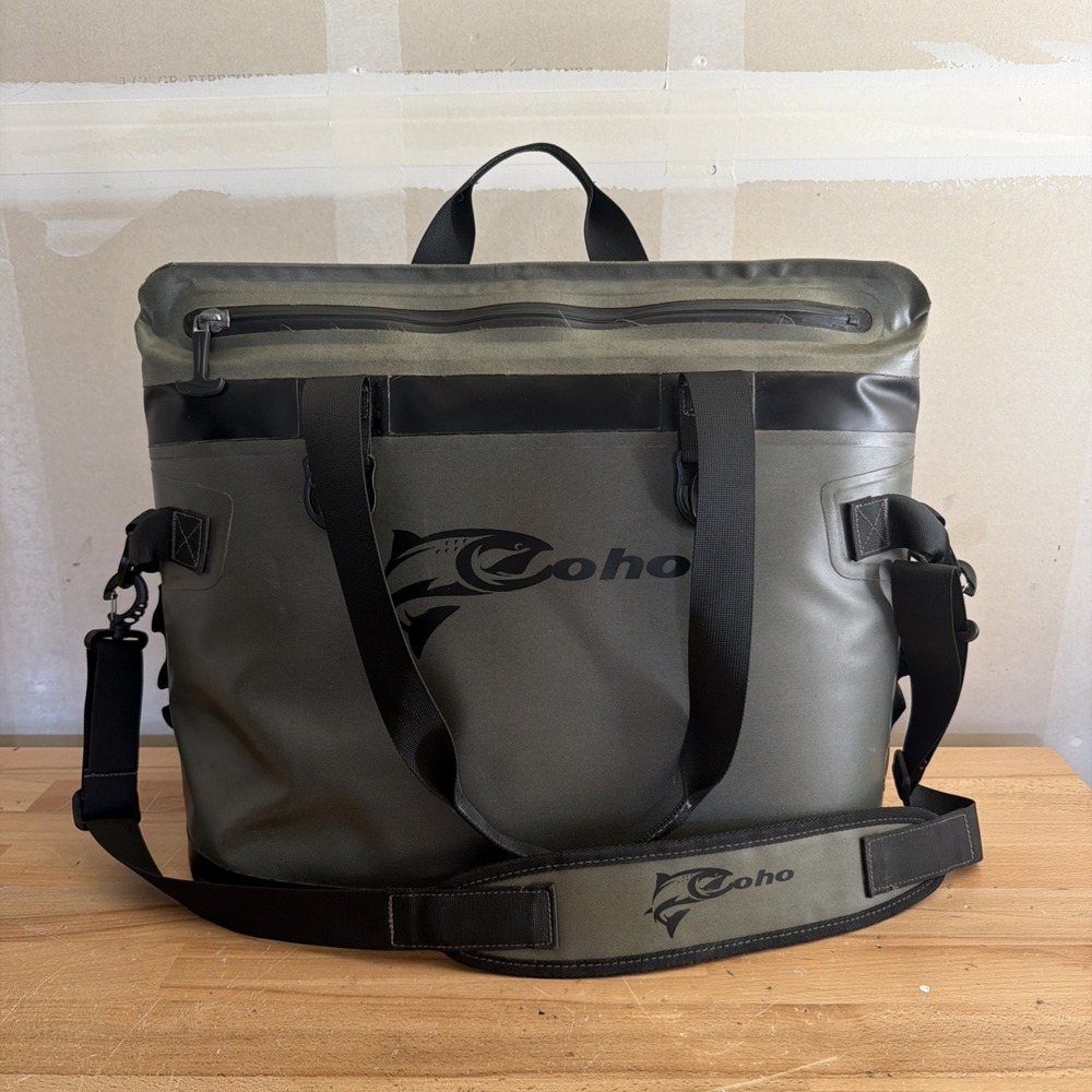 Coho Insulated Soft Cooler Tote Bag Waterproof Leakproof Gray Fishing